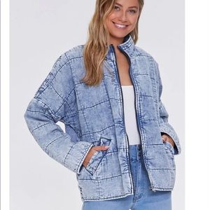 Forever 21 Acid wash quilted jacket XL
